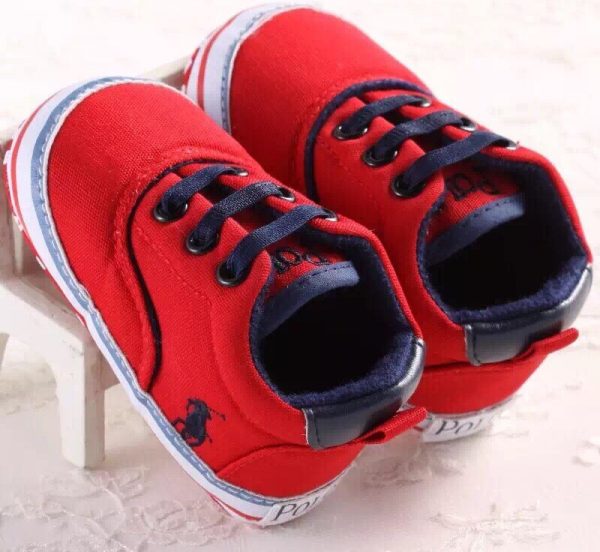 CHAUSSURES BEBE GARCON ROUGE A LACETS